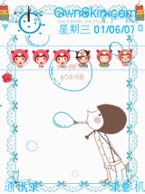 吹泡泡的女孩。