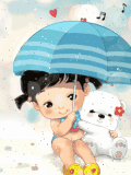 cute child in rain